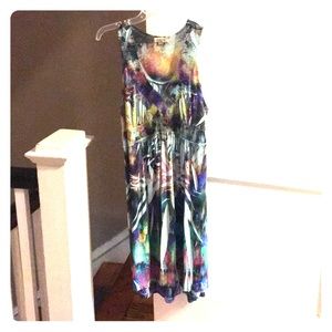 One World sleeveless rainbow tie die dress. XL